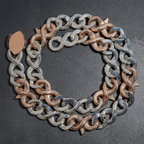 15mm Two Tone Diamond 18k Gold Plated Star Cuban Link Chain