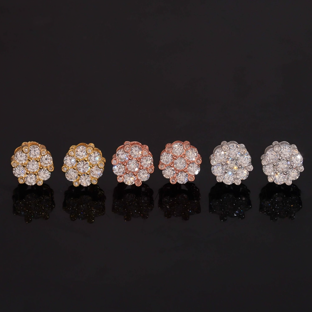 Zaunfa Luxury Flower Shape Moissanite Earrings
