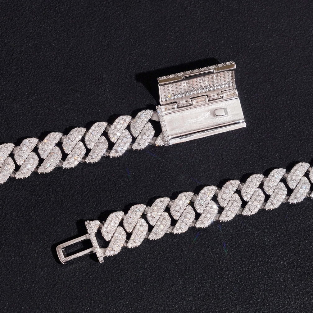 10MM 3 Rows Moissanite Cuban Link Chain