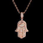 Iced Out Moissanite Evil Eye Hamsa Hand Pendant