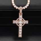 Cross Moissanite Diamond 18k Gold Plated Pendant