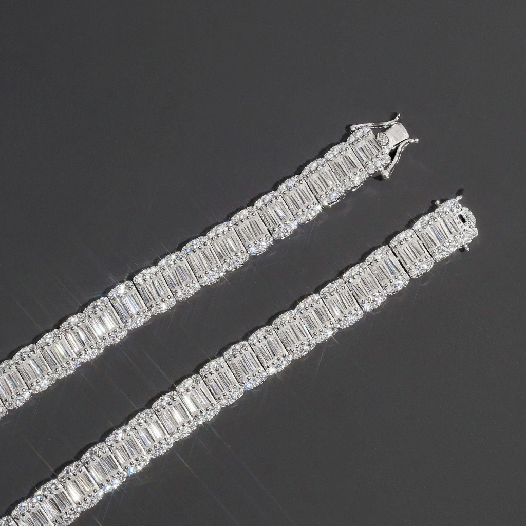 Baguette Diamond Luxury 10MM Moissanite Tennis Necklace