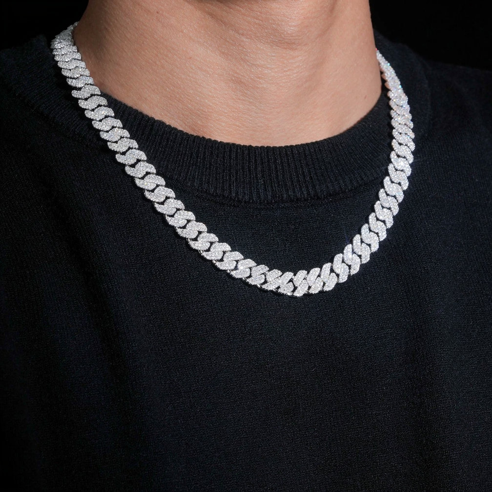 10MM 3 Rows Moissanite Cuban Link Chain