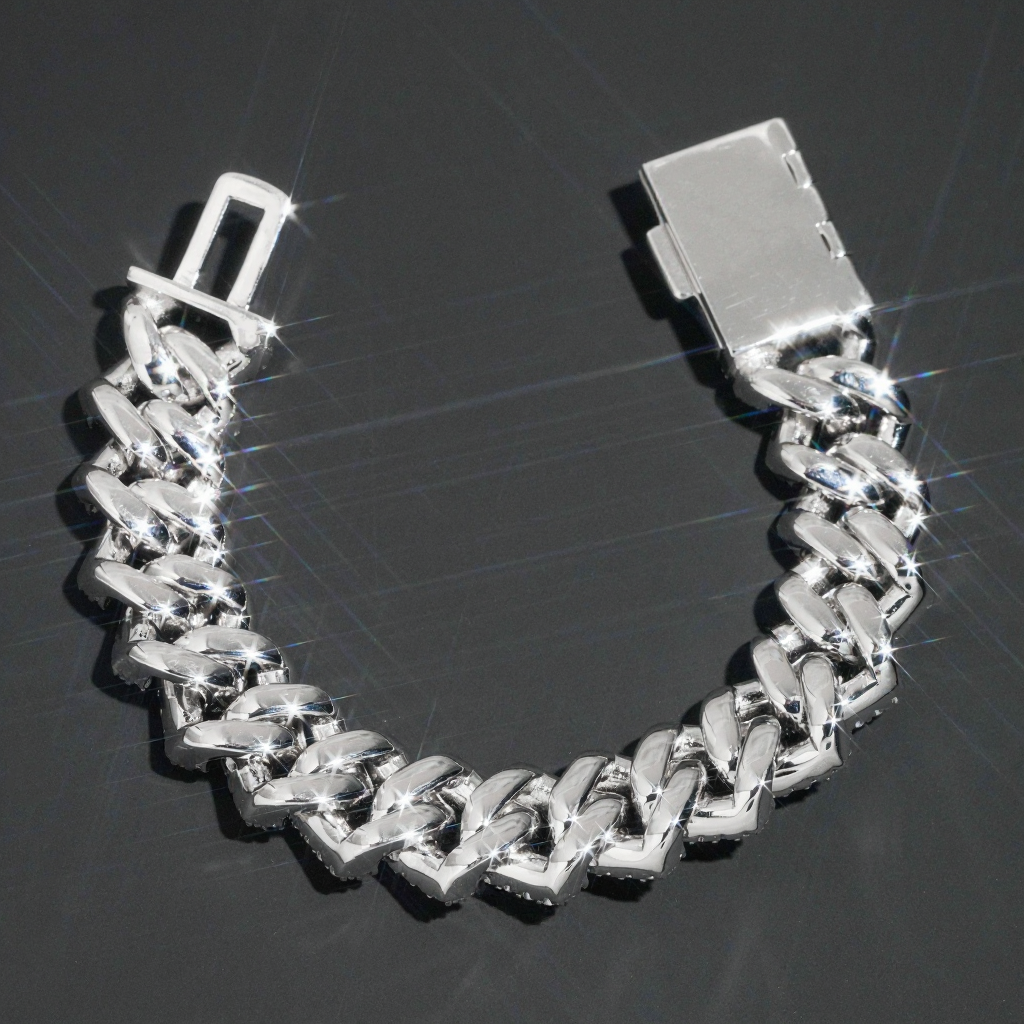 18MM Two Rows Moissantie Cuban Link Bracelet