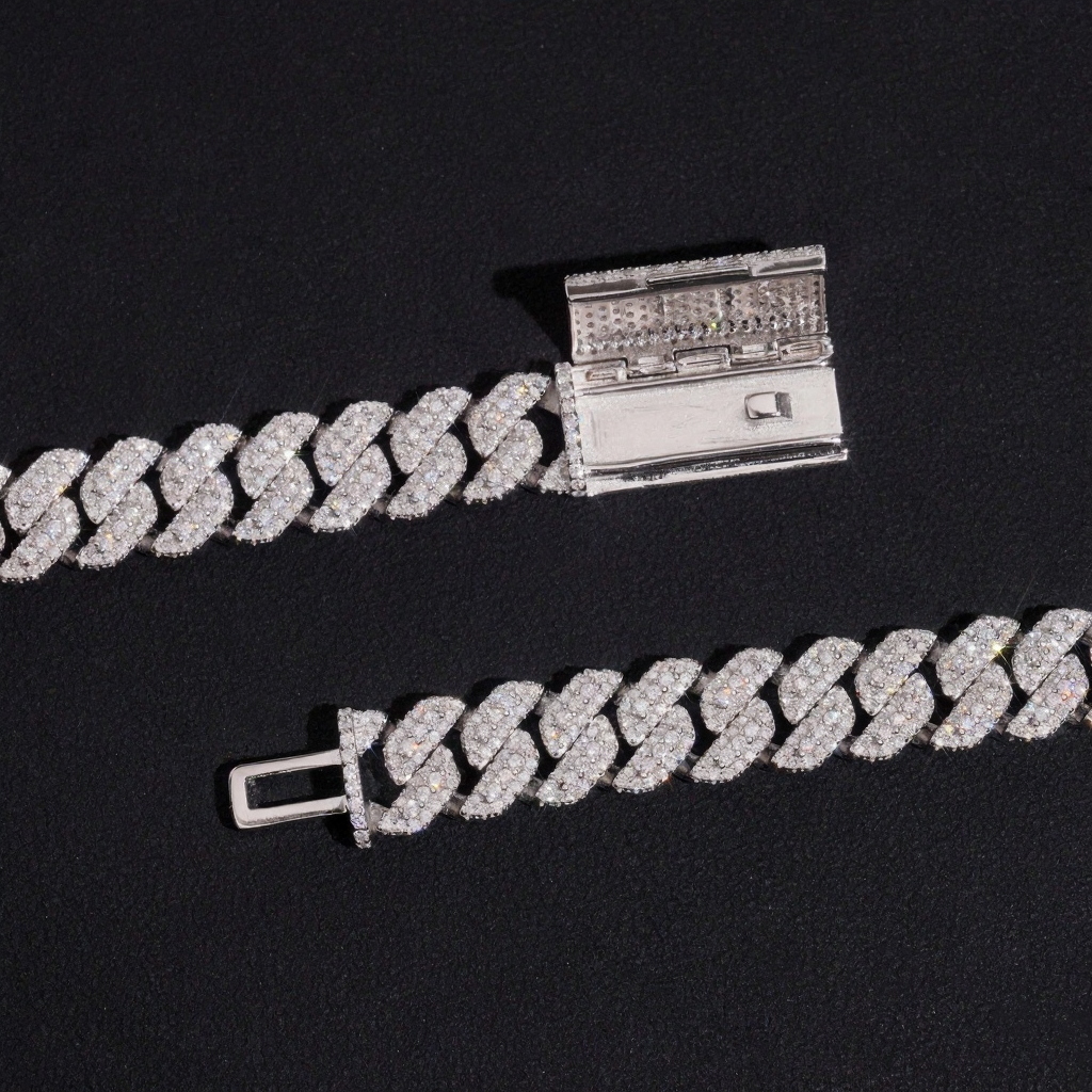 10MM 3 Rows Moissanite Cuban Link Bracelet