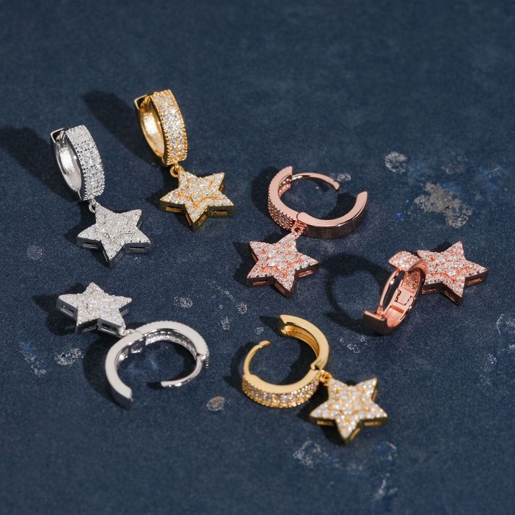 Fashion Star Moissanite Hoop Earrings