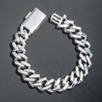 15mm Three Rows Diamond Cuban Link Bracelet
