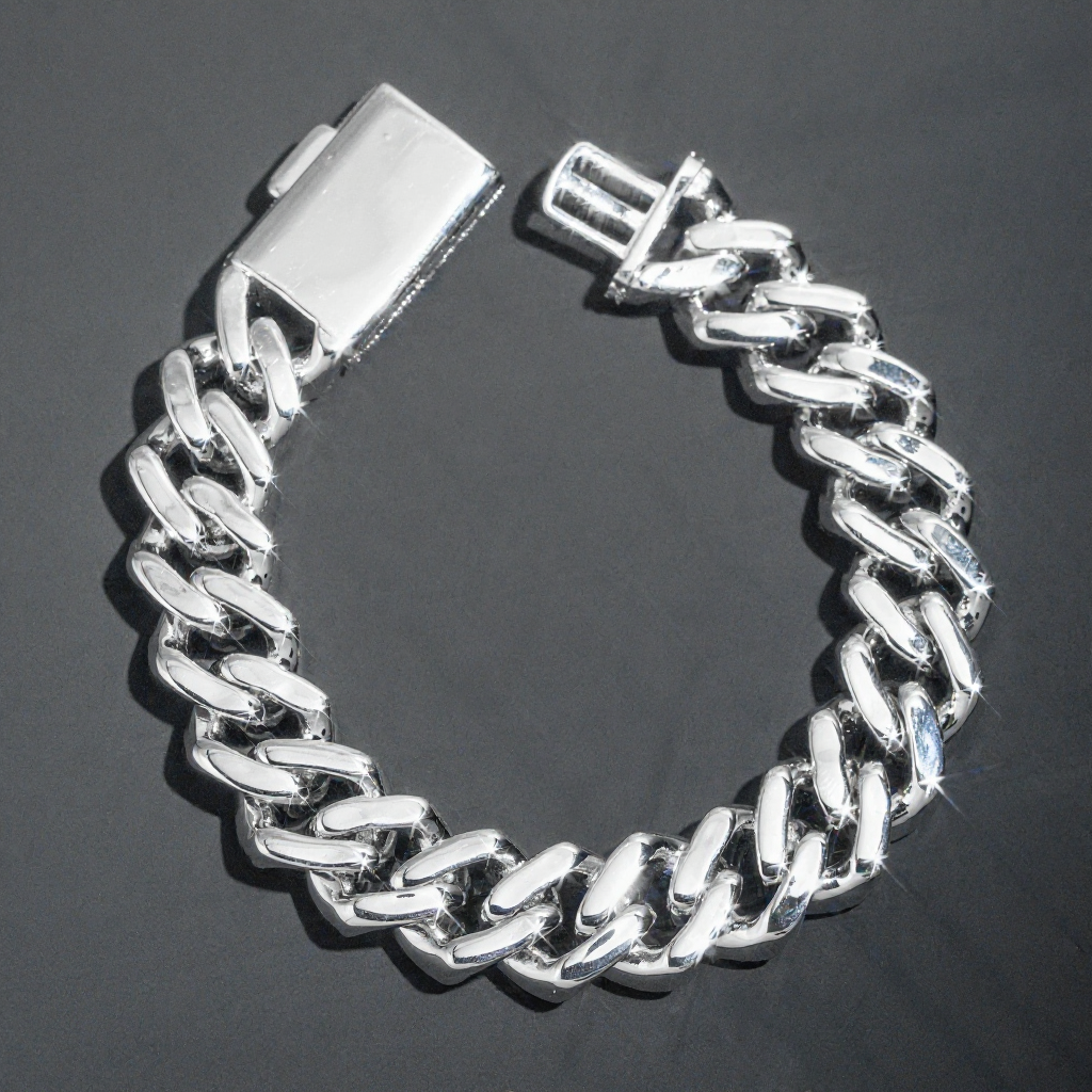 15mm Three Rows Diamond Cuban Link Bracelet