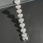 Heart Shape 13mm 925 Sterling Silver Iced Out Moissanite Cuban Link Bracelet
