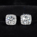 Square Shape Halo Design D Color Moissanite Earring