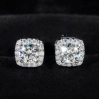 Square Shape Halo Design D Color Moissanite Earring