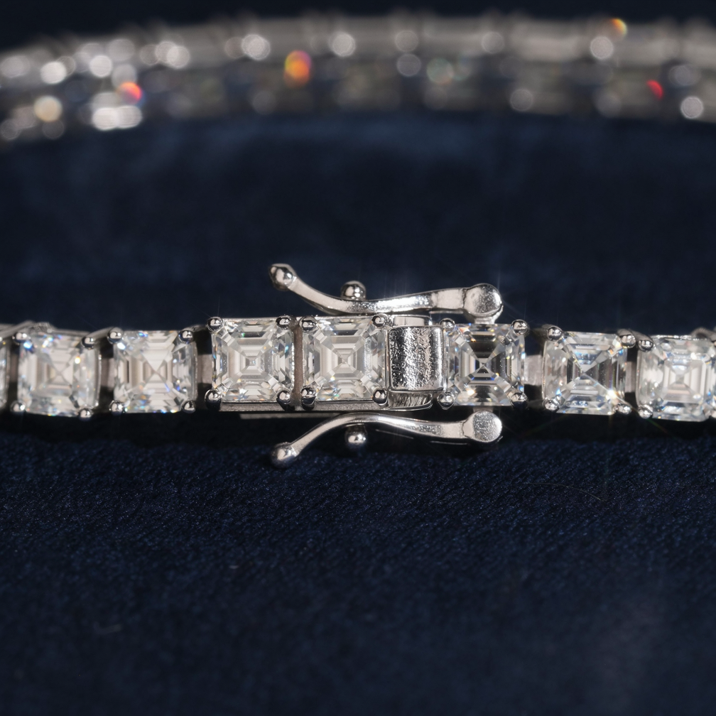 Zuanfa Asscher Cut 4*4mm Moissanite Tennis Bracelet