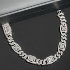 Iced Out Hip Hop 12mm Baguette Moissanite Diamond Cuban Link Bracelet