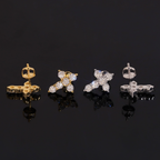 Hip Hop Style Moissanite Cross Earrings