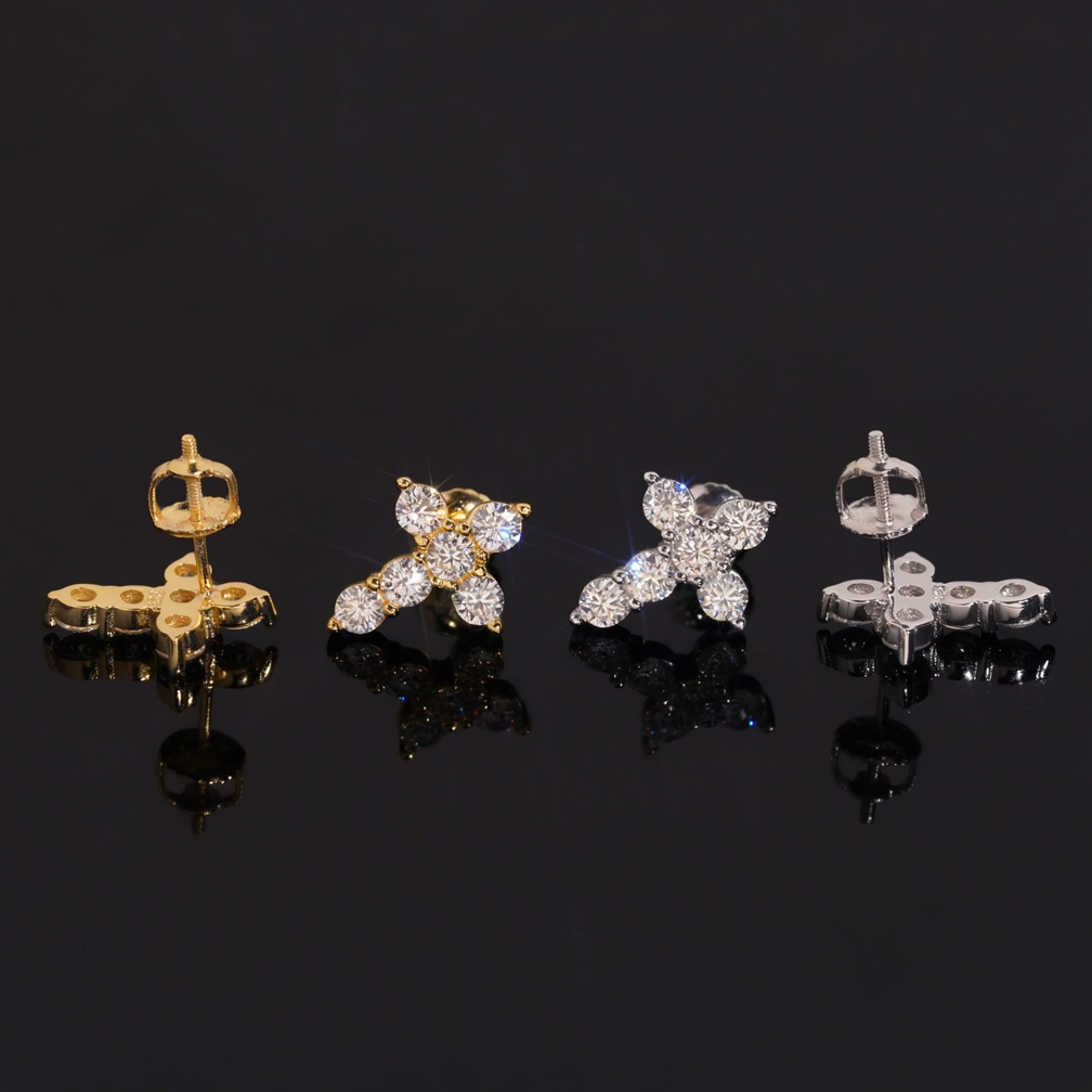 Hip Hop Style Moissanite Cross Earrings