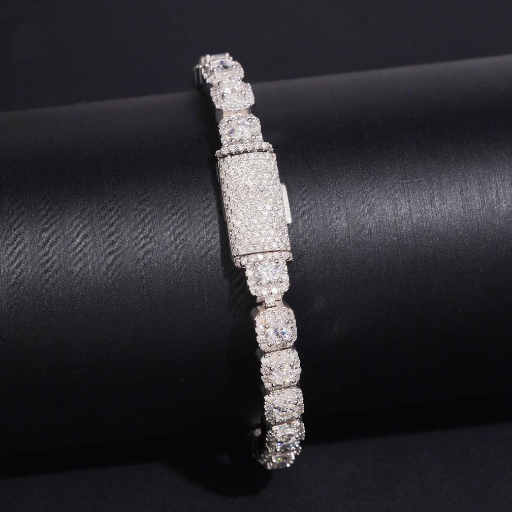 Zuanfa 6MM Moissanite Cluster Tennis Bracelet