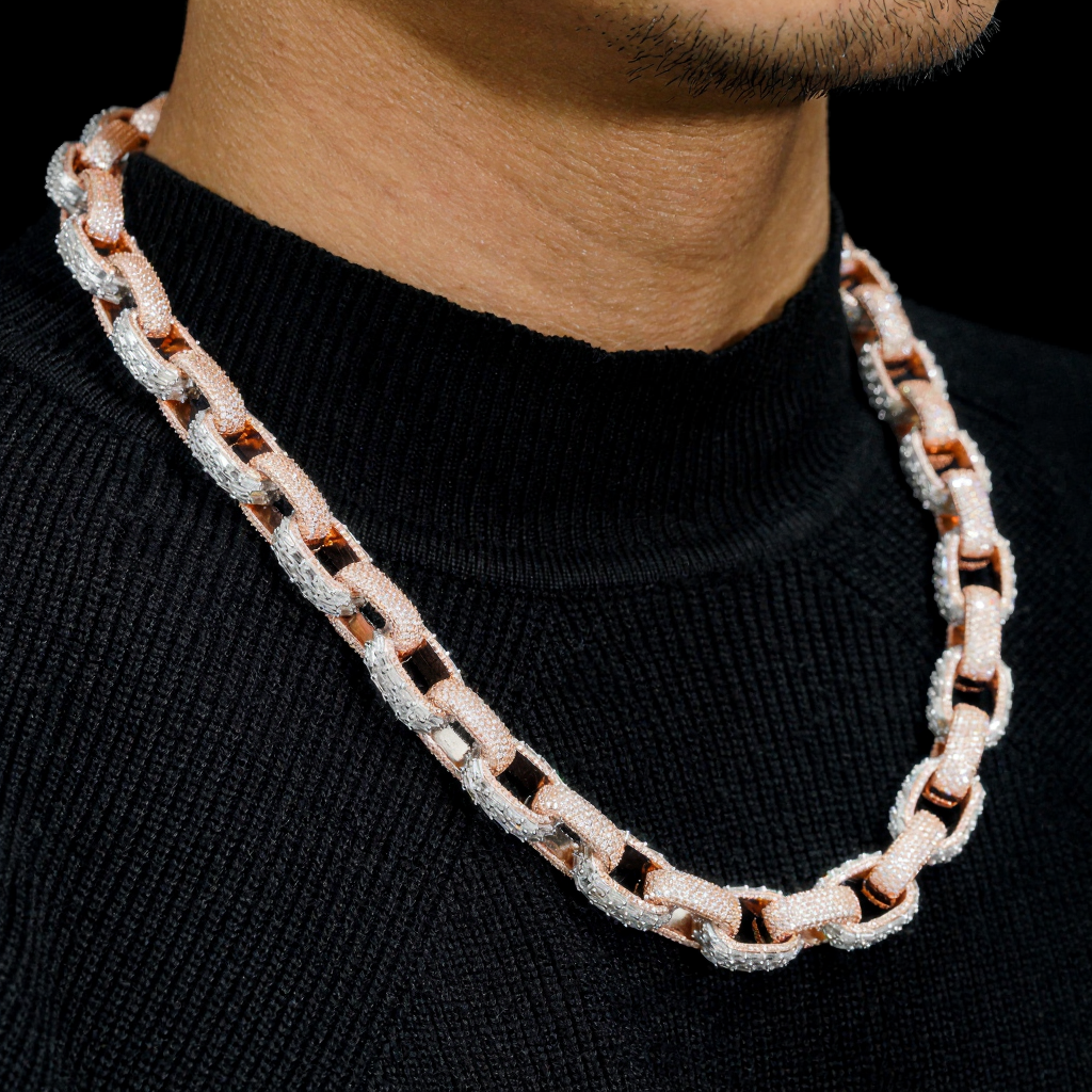New Design 13MM Mixed Baguette Moissanite Cuban Link Chain