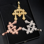 Hip Hop Three Cross Baguette Moissanite Pendant