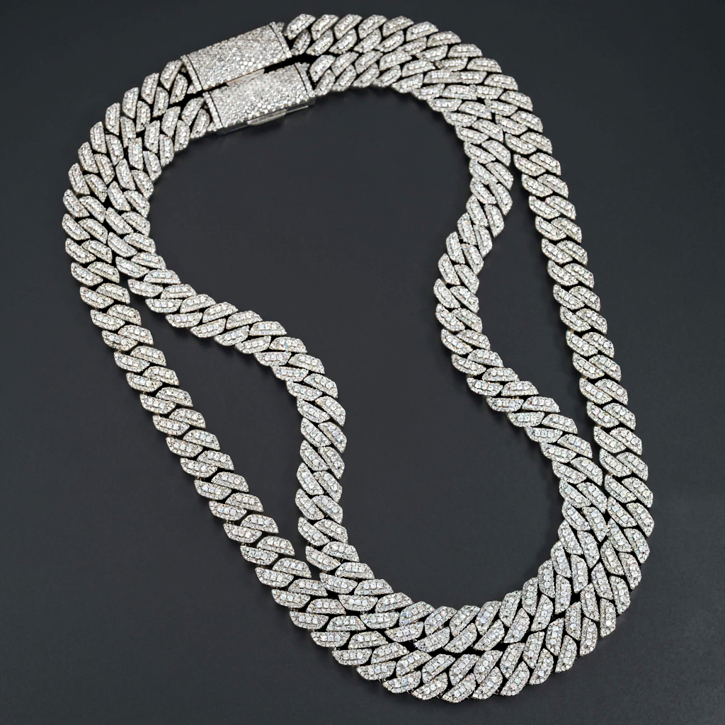Popular 13MM Two Row Moissanite Cuban Link Chain