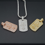 Iced Out Cross Dog Tag Moissanite Pendant 18k Gold