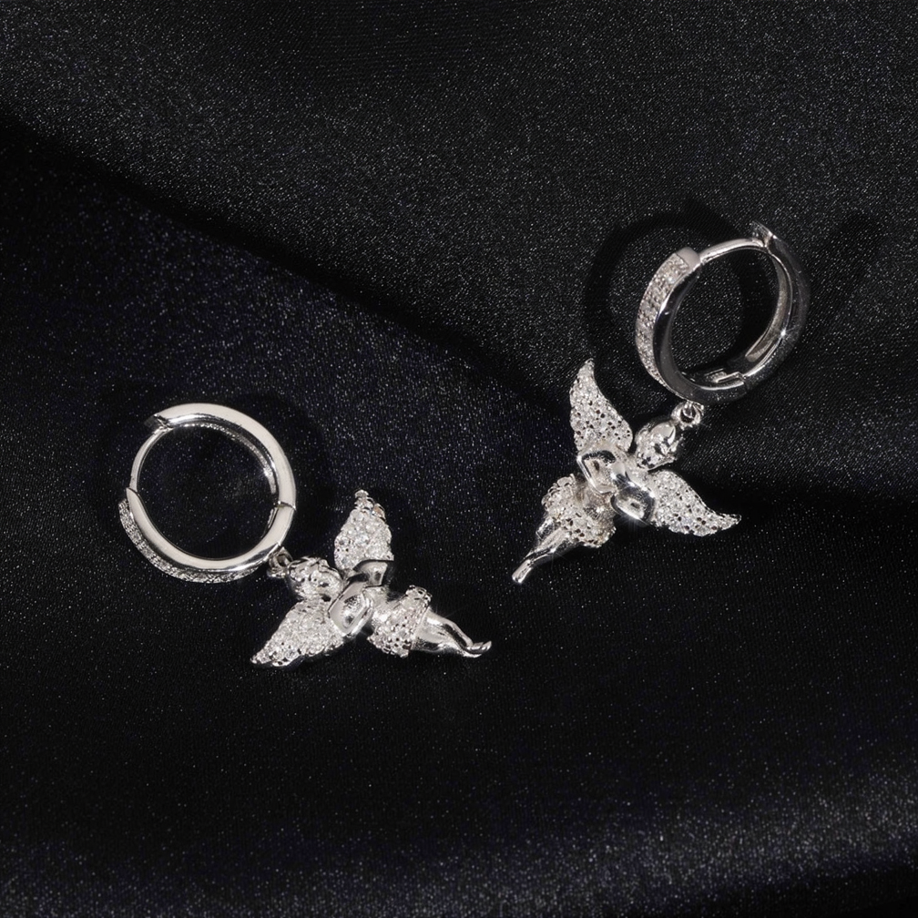 Angel Moissanite Hoop Dangle Earrings