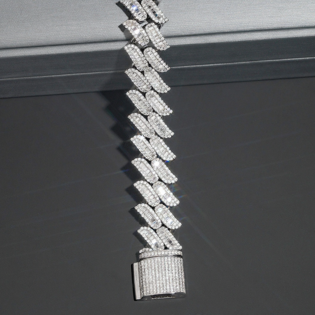 15MM Thorns Baguette Moissanite Cuban Link Bracelet