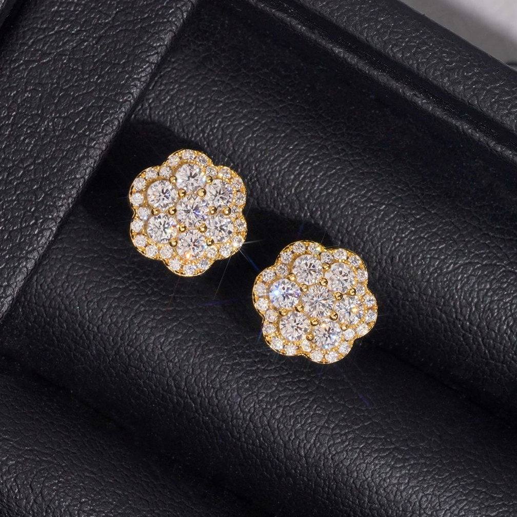 Zuanfa Moissanite Cluster Flower Earrings