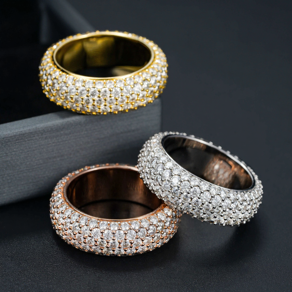 Hot Selling 925 Silver Pass Diamond Tester 5 Rows Moissanite Eternity Ring