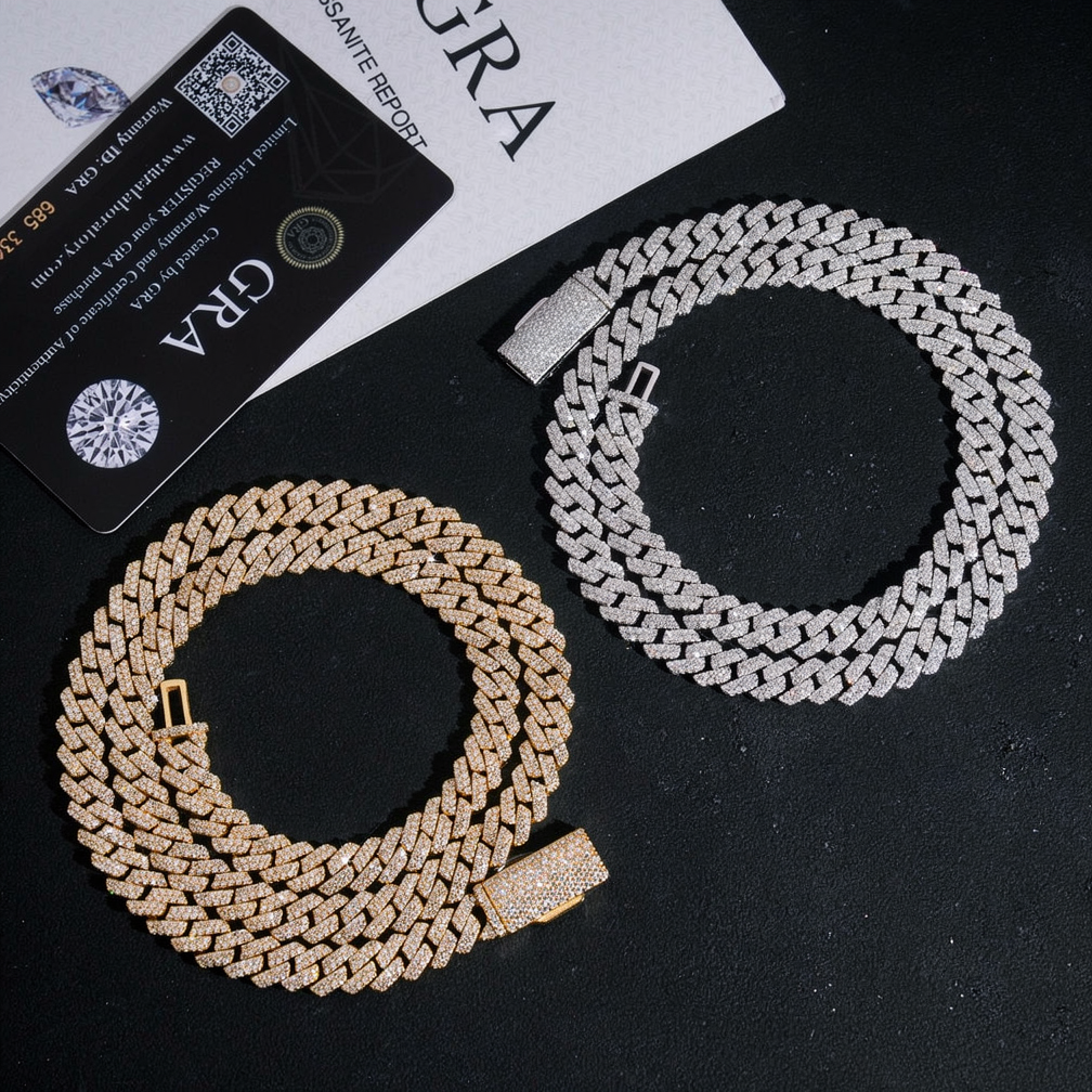 8mm Two Rows Moissanite Cuban Link Brecelet